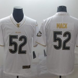 Men's Chicago Bears #52 Khalil Mack White 2019 100th Season Golden Edition Limited Jersey