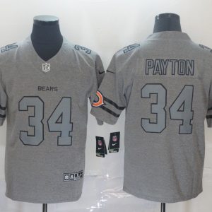 Men's Chicago Bears #34 Walter Payton 2019 Gray Gridiron Team Logo Limited Jersey