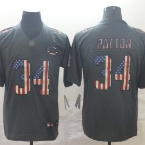 Men's Chicago Bears #34 Walter Payton Grey 2019 Salute To Service USA Flag Fashion Limited Jersey