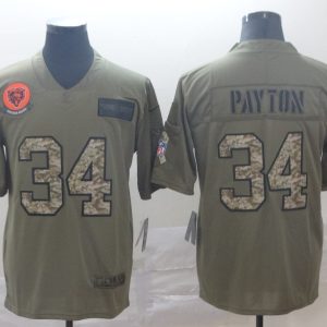 Men's Chicago Bears #34 Walter Payton 2019 Olive/Camo Salute To Service Limited Jersey