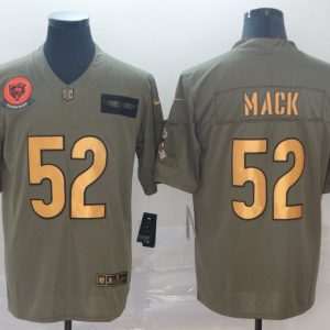 Men's Chicago Bears #52 Khalil Mack 2019 Olive/Gold Salute To Service Limited Jersey