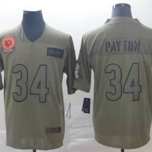 Nike Bears #34 Walter Payton 2019 Olive Salute To Service Limited Men Jersey