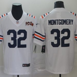 Men's Chicago Bears #32 Montgomery White 2019 100th Season Limited Stitched NFL Jersey