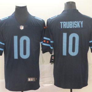 Men's Chicago Bears #10 Mitchell Trubisky Navy 2019 City Edition Limited Jersey