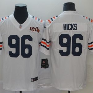 Men's Chicago Bears #96 Hicks White 2019 100th Season Limited Stitched NFL Jersey