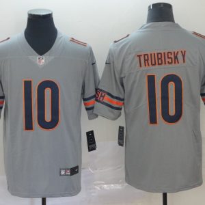 Men's Chicago Bears #10 Mitchell Trubisky Sliver Inverted Legend Men Jersey