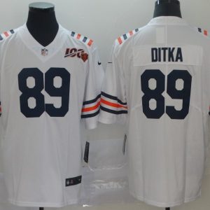 Men's Chicago Bears #89 Ditka White 2019 100th Season Limited Stitched NFL Jersey