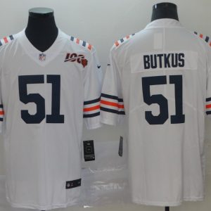 Men's Chicago Bears #51 Butkus White 2019 100th Season Limited Stitched NFL Jersey