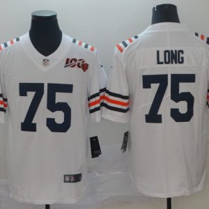 Men's Chicago Bears #75 Long White 2019 100th Season Limited Stitched NFL Jersey