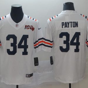Men's Chicago Bears #34 Walter Payton White 2019 100th Season Limited Stitched NFL Jersey