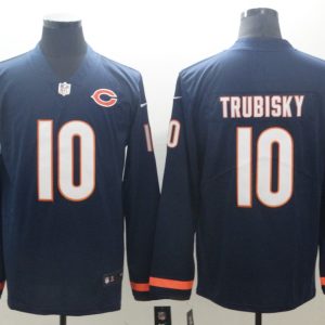 Men's Chicago Bears 10 Trubisky Teams Nike Therma Long Sleeve Jersey