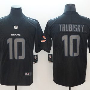 Nike 2018 Chicago Bears 10 Trubisky Fashion Impact Black Color Rush Limited Jersey