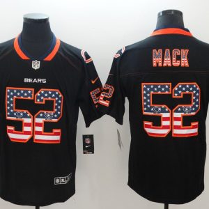 Nike 2018 Chicago Bears 52 Khalil Mack USA Flag Fashion Black Color Rush Limited Jersey