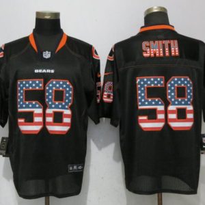 Mens Chicago Bears #58 Smith USA Flag Fashion Black Elite Jersey