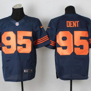 Nike Chicago Bears #95 Dent Blue Jersey with Orange Number