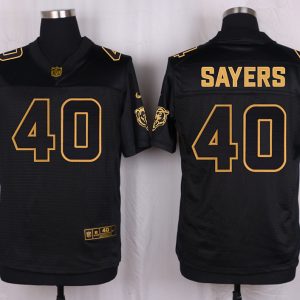 Mens Chicago Bears #40 Sayers Pro Line Black Gold Collection Jersey