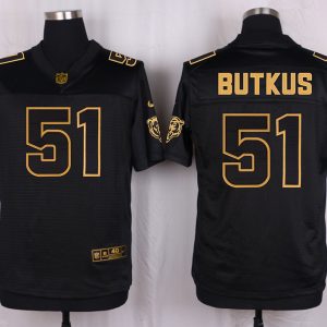 Mens Chicago Bears #51 Butkus Pro Line Black Gold Collection Jersey