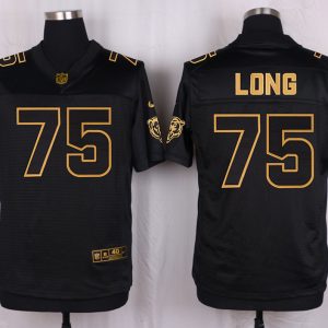 Mens Chicago Bears #75 Long Pro Line Black Gold Collection Jersey