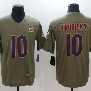 New Nike Chicago Bears #10 Trubisky Olive Salute To Service Limited Jersey