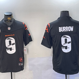 Men's Cincinnati Bengals #9 Joe Burrow Black 2024 F.U.S.E Vapor Untouchable Limited Jersey