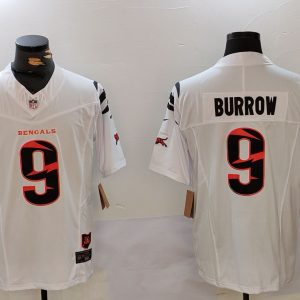 Men's Cincinnati Bengals #9 Joe Burrow White F.U.S.E. With 4-Star C Patch Special Vapor Limited Jersey