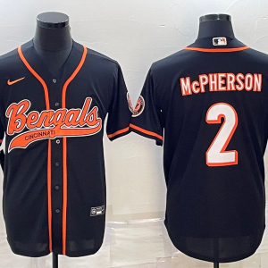 Men's Cincinnati Bengals #2 Evan McPherson Black With Patch Cool Base Stitched Jersey