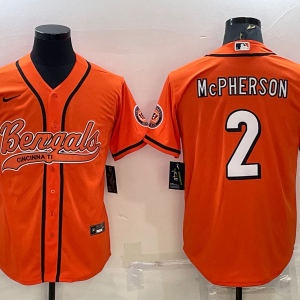 Men's Cincinnati Bengals #2 Evan McPherson Orange Baseball Jersey