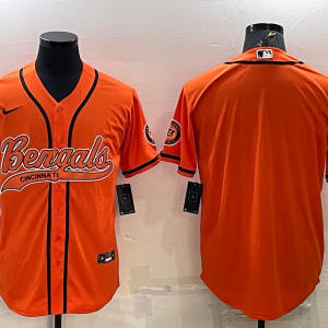 Men's Cincinnati Bengals Blank Orange Baseball Jersey