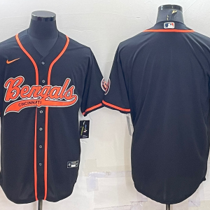 Men's Cincinnati Bengals Blank Black Baseball Jersey