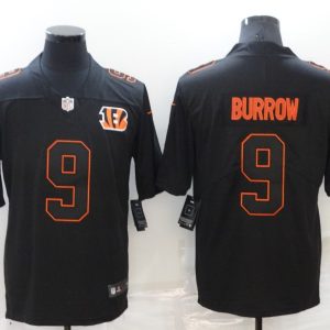 Men's Cincinnati Bengals #9 Joe Burrow Black Throwback Limited Jersey