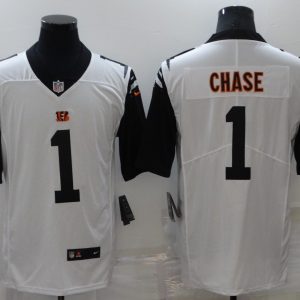 Men's Cincinnati Bengals #1 Ja'Marr Chase 2021 White Color Rush Limited Jersey