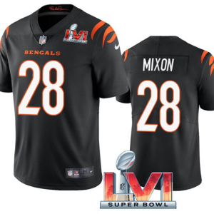 Men's Cincinnati Bengals #28 Joe Mixon Black 2022 Super Bowl LVI Vapor Limited  Jersey