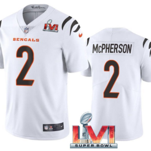 Men's Cincinnati Bengals #2 Evan McPherson White Vapor Untouchable Limited  Jersey