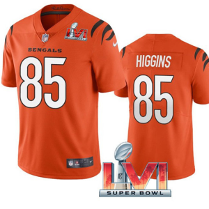 Men's Cincinnati Bengals #85 Tee Higgins Orange 2022 Super Bowl LVI Vapor Limited Jersey