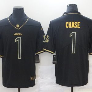 Men's Cincinnati Bengals #1 Ja'Marr Chase Black Golden Edition Limited Jersey