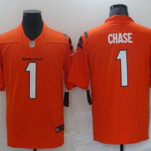 Men's Cincinnati Bengals #1 Ja'Marr Chase 2021 NFL Draft Orange Vapor Limited Jersey
