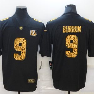 Men's Cincinnati Bengals #9 Joe Burrow Black Leopard Vapor Limited Jersey
