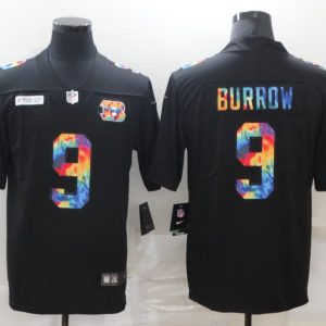 Men's Cincinnati Bengals #9 Joe Burrow Black Rainbow Limited Jersey