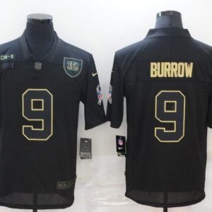 Men's Cincinnati Bengals #9 Joe Burrow 2020 Black Salute To Service Limited Jersey