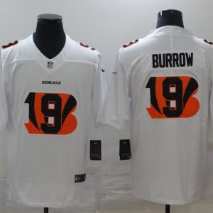 Men's Cincinnati Bengals #9 Joe Burrow White Shadow Logo Limited Jersey