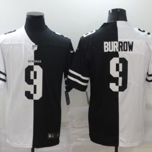 Men's Cincinnati Bengals #9 Joe Burrow Black/White Split 2020 Vapor Untouchable Limited Jersey