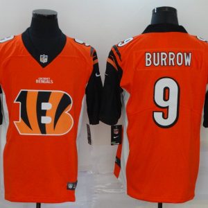 Men's Cincinnati Bengals #9 Joe Burrow Orange Team Big Logo Number Vapor Untouchable Limited Jersey