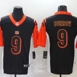 Men's Cincinnati Bengals #9 Joe Burrow Black Inverted Legend Men Jersey