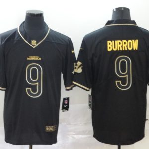 Men's Cincinnati Bengals #9 Joe Burrow Black 2020 Golden Edition Limited Jersey