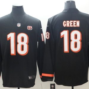 Men's Cincinnati Bengals 18 Green Teams Nike Therma Long Sleeve Jersey