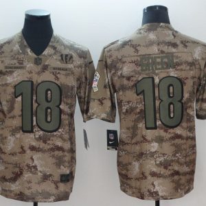 Nike Cincinnati Bengals 18 Green Camo Salute to Service Retired Player Limited Jersey