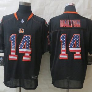 2014 New Nike Cincinnati Bengals 14 Dalton USA Flag Fashion Black Elite Jerseys