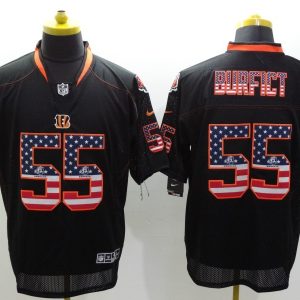 Nike Cincinnati bengals #55 Vontaze Burfict USA Flag Fashion Black Elite Jersey