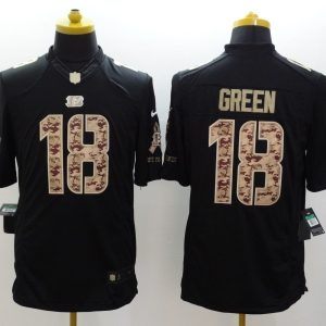 New Cincinnati Bengals #18 Green Black NFL Limited Salute to Service Jersey
