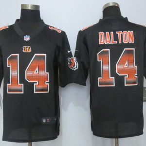 2015 New Nike Cincinnati Bengals 14 Dalton Black Strobe Limited Jersey